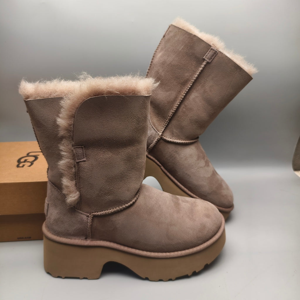 Walnut Wedge Chunky Sole Mid-Calf Fashion Boots — New Arrival | In Stock