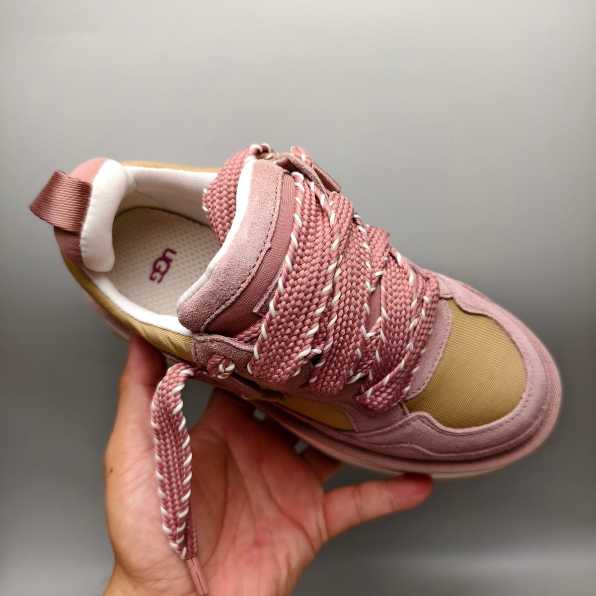 Pink Chunky Sole Dad Sneakers — Lace-Up | New Arrival | In Stock