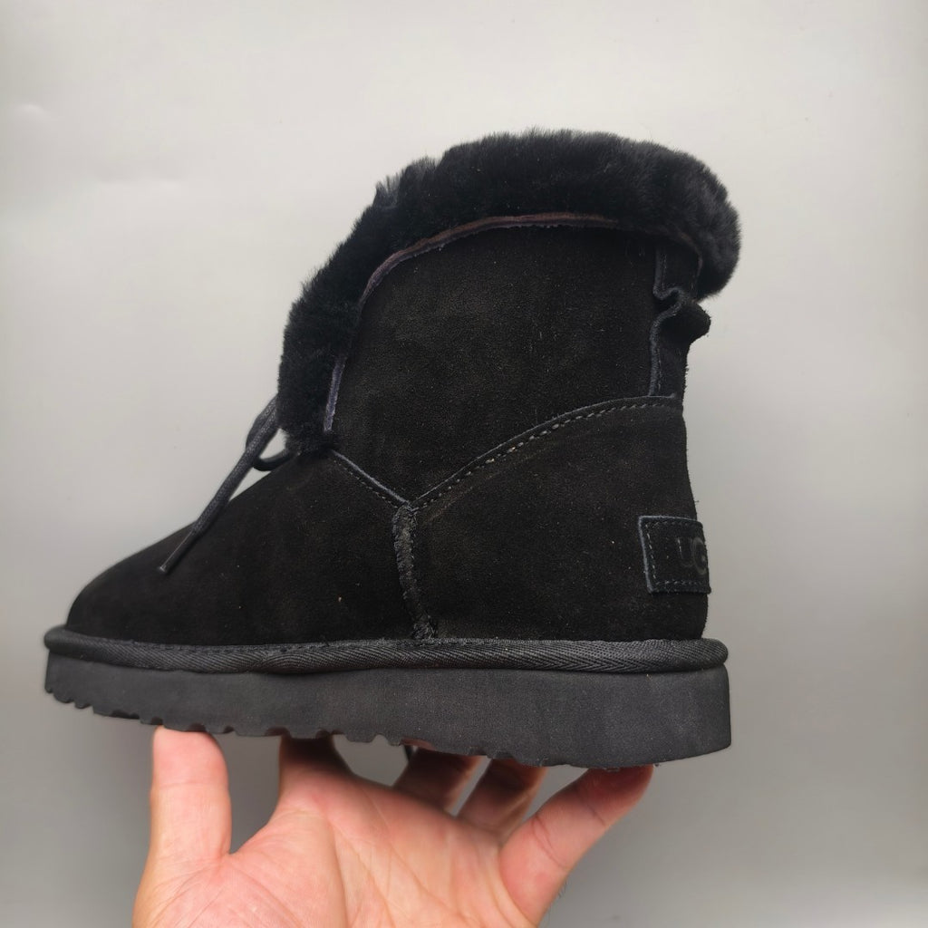 Black Mid-Top Lace-Up Casual Sneakers — New Arrival | In Stock