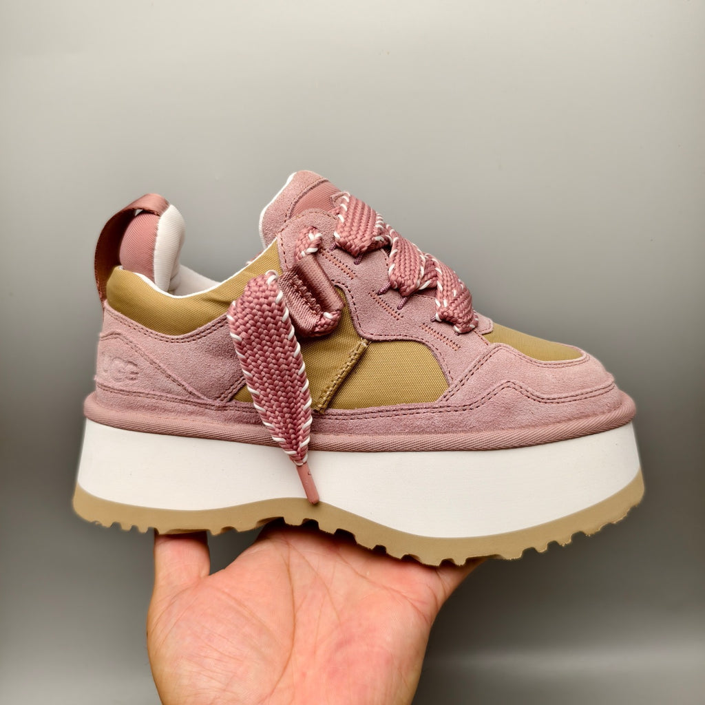 Pink Chunky Sole Dad Sneakers — Lace-Up | New Arrival | In Stock