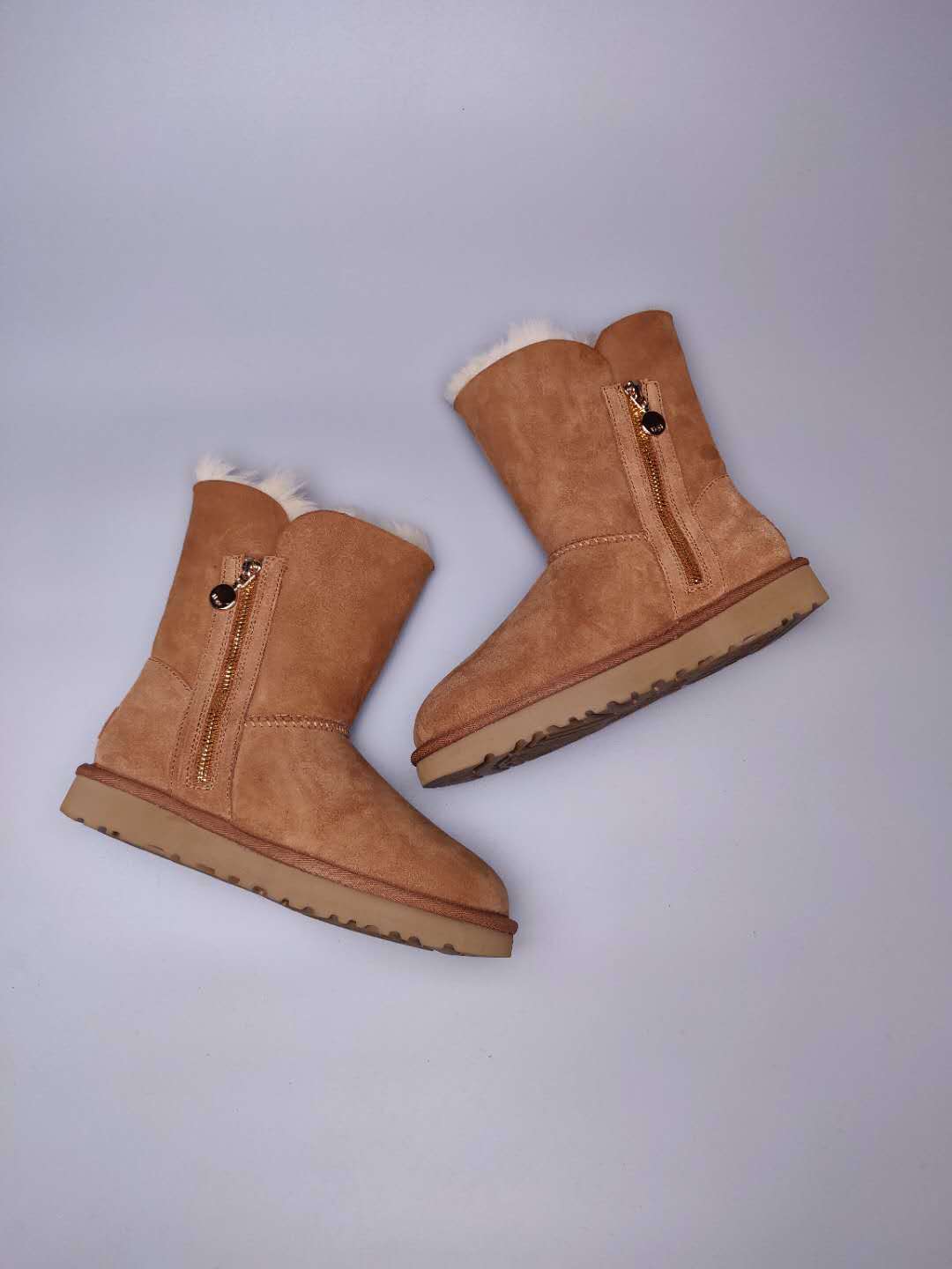 Chestnut Side Zip Mid-Calf Boots — New Arrival | In Stock