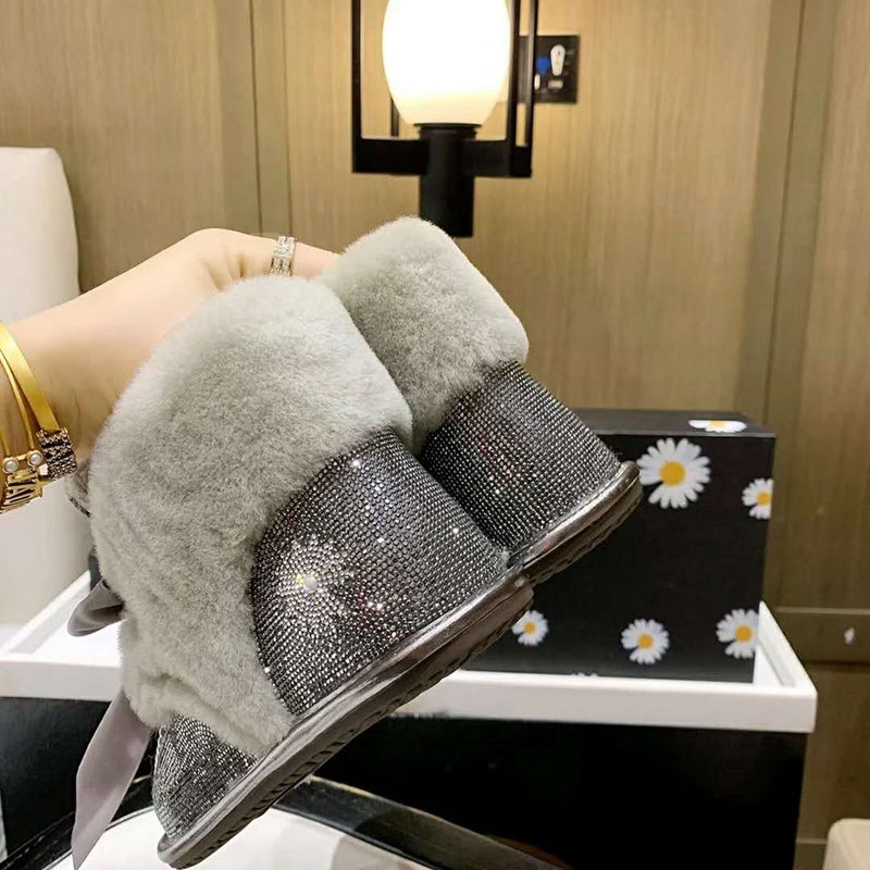 Daisy Crystal Ribbon Snow Boot — Mineral Grey | New Arrival | In Stock