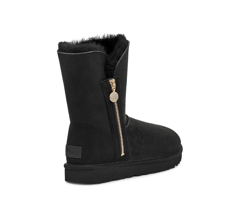 Black Side Zip Mid-Calf Boots — New Arrival | In Stock