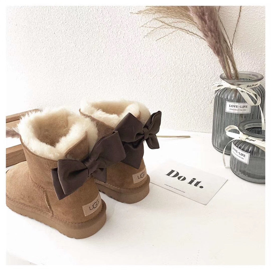 Chestnut Elegant Bow Detail Ankle Boots — New Arrival | In Stock