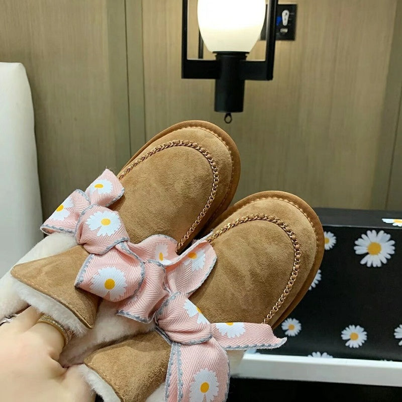 Daisy Chain Ribbon Snow Boot — Chestnut | New Arrival | In Stock