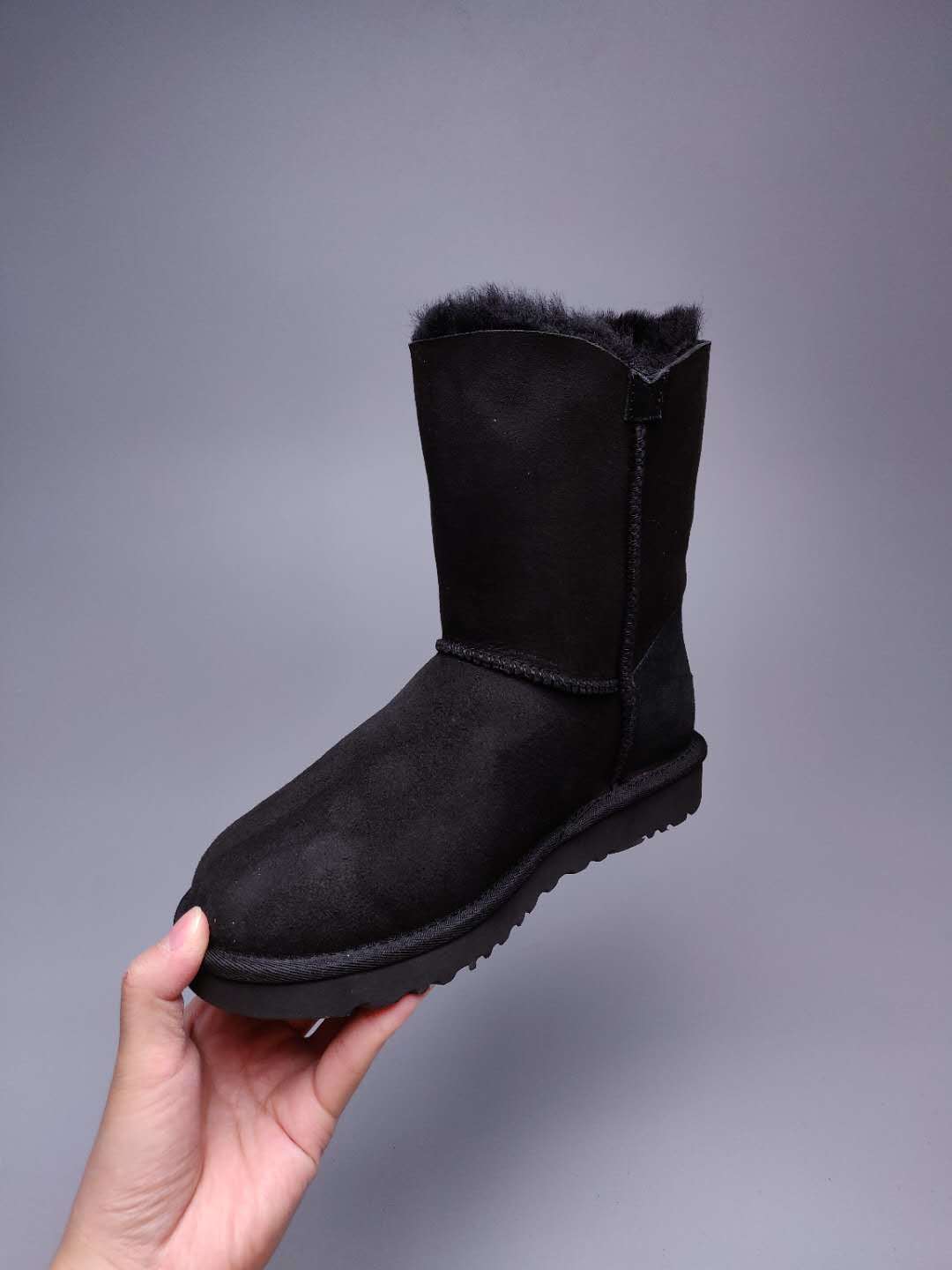 Black Side Zip Mid-Calf Boots — New Arrival | In Stock