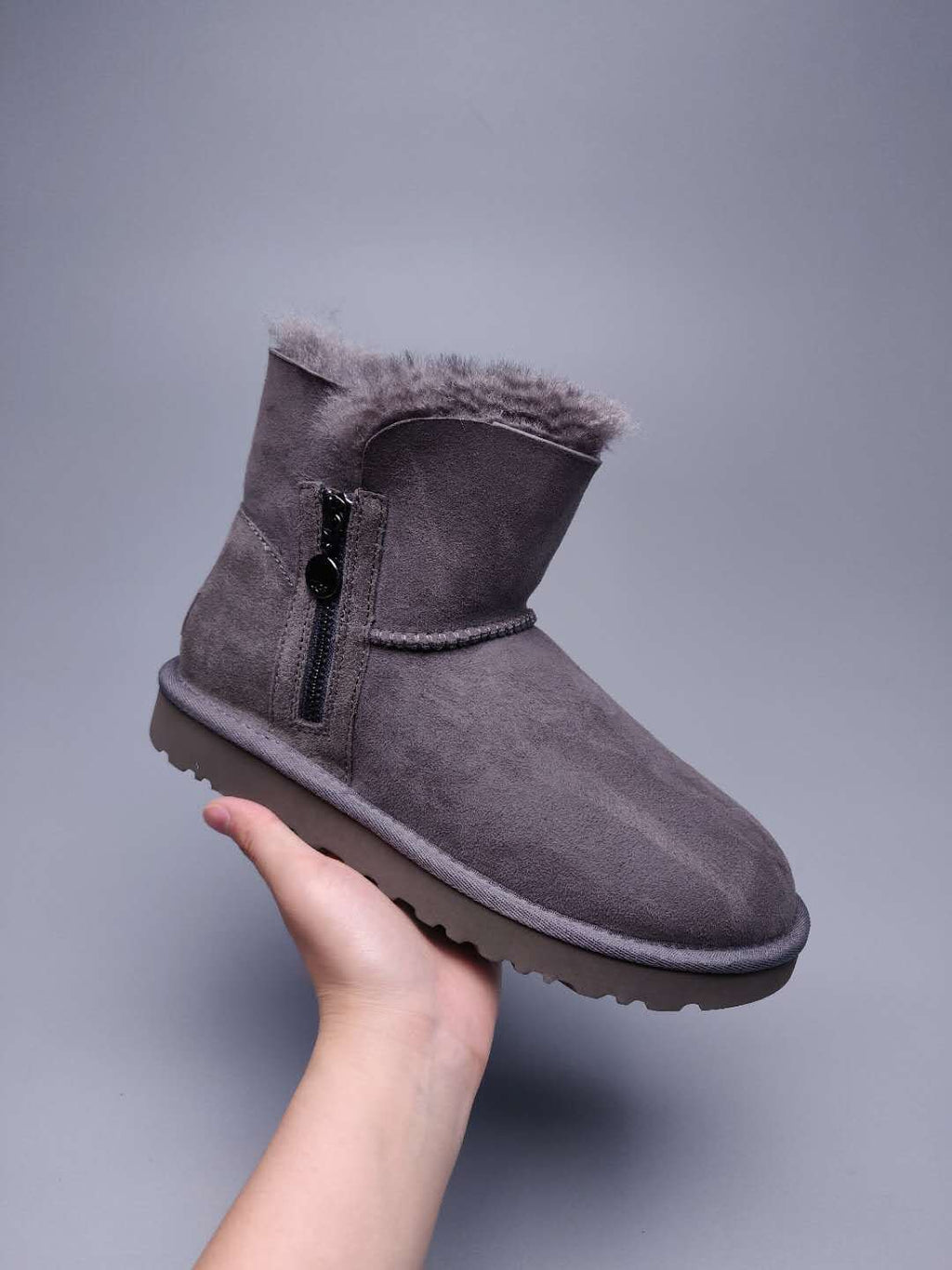Grey Side Zip Ankle Boots — New Arrival | In Stock