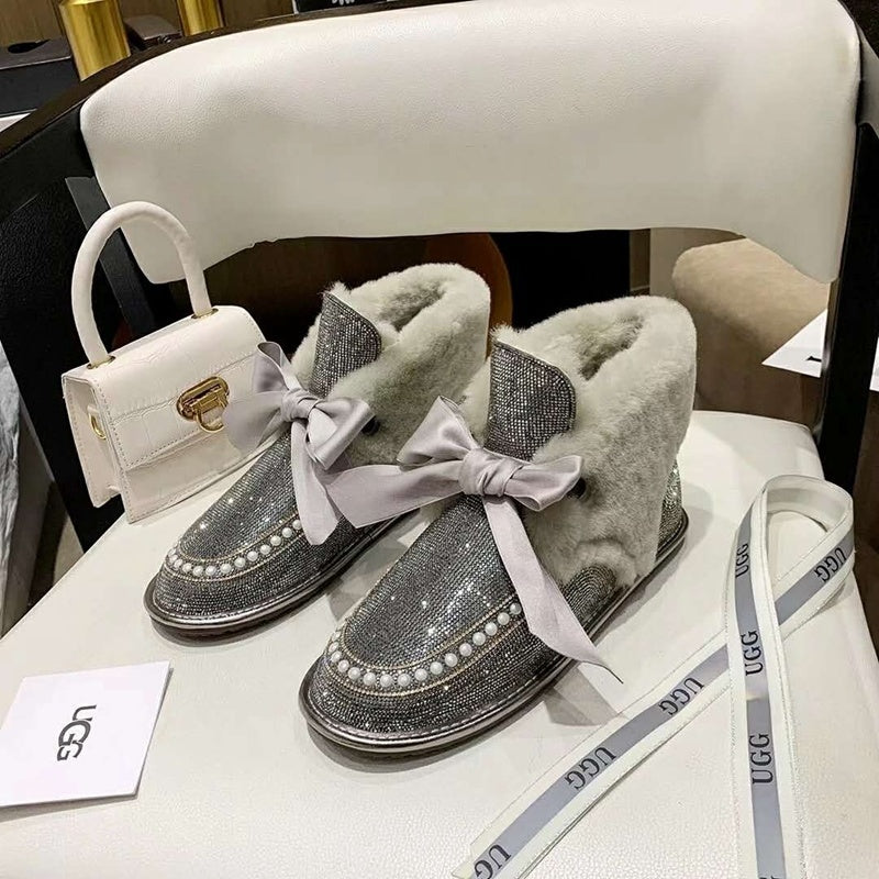 Daisy Crystal Ribbon Snow Boot — Mineral Grey | New Arrival | In Stock