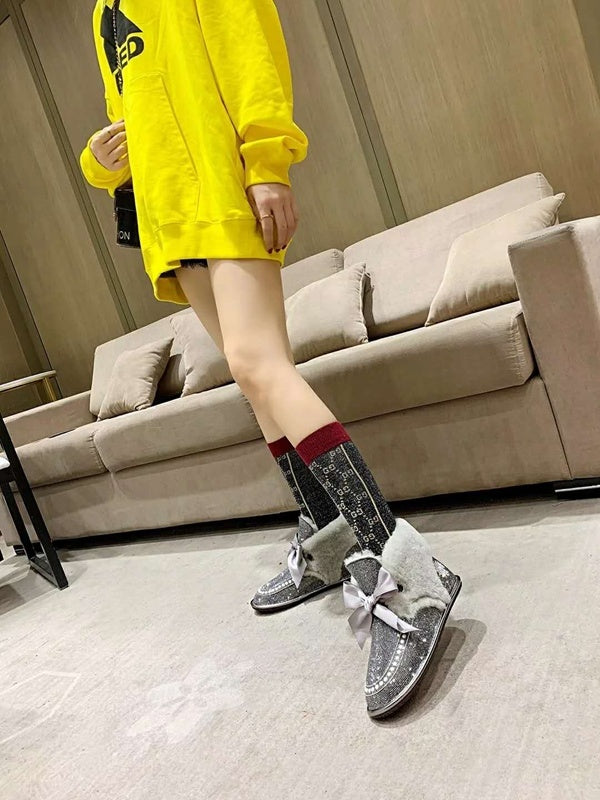 Daisy Crystal Ribbon Snow Boot — Mineral Grey | New Arrival | In Stock
