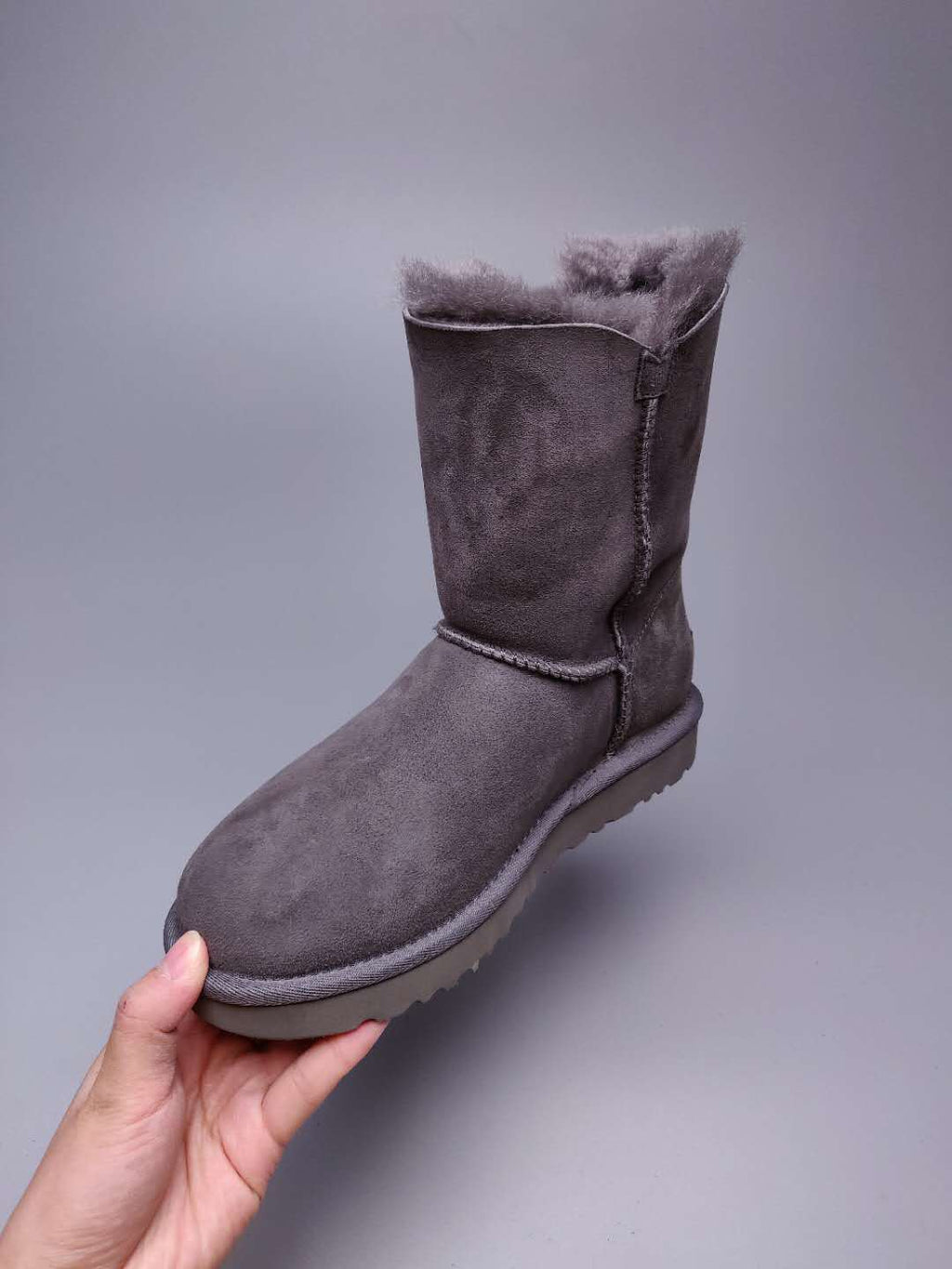 Grey Side Zip Mid-Calf Boots — New Arrival | In Stock