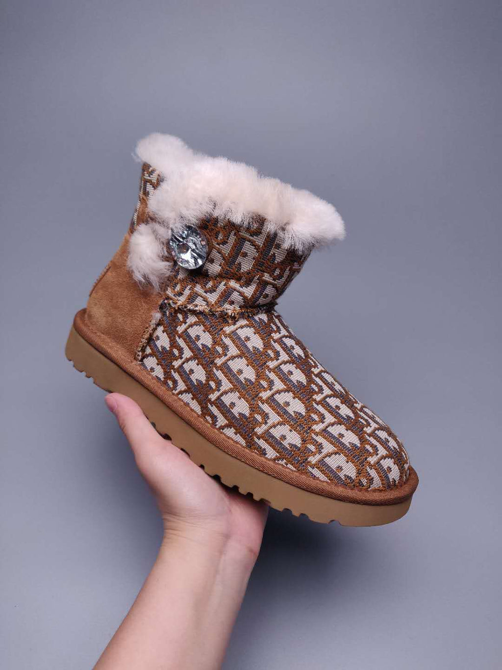 Dior-Inspired Textured Snow Boot — Chestnut | New Arrival | In Stock