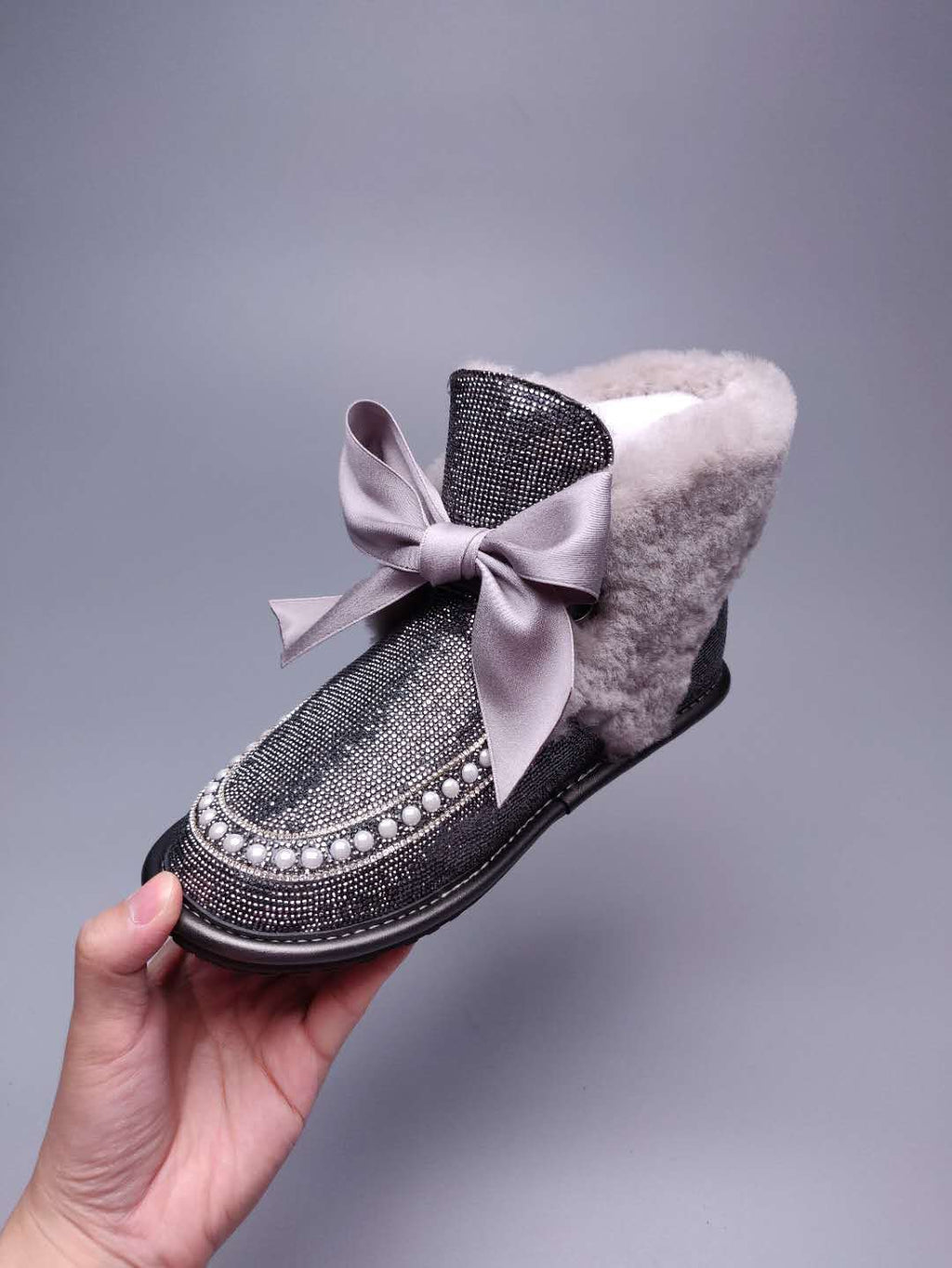 Daisy Crystal Ribbon Snow Boot — Mineral Grey | New Arrival | In Stock