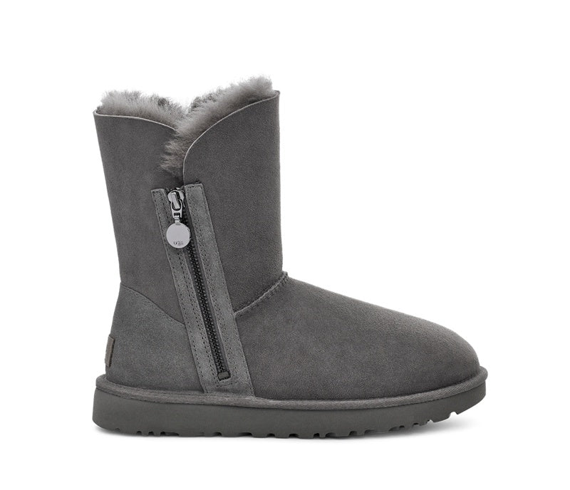Grey Side Zip Mid-Calf Boots — New Arrival | In Stock
