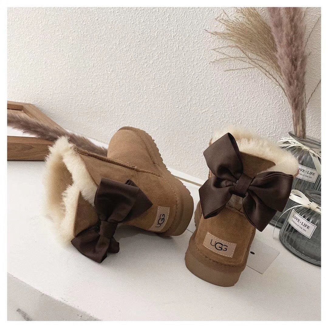 Chestnut Elegant Bow Detail Ankle Boots — New Arrival | In Stock