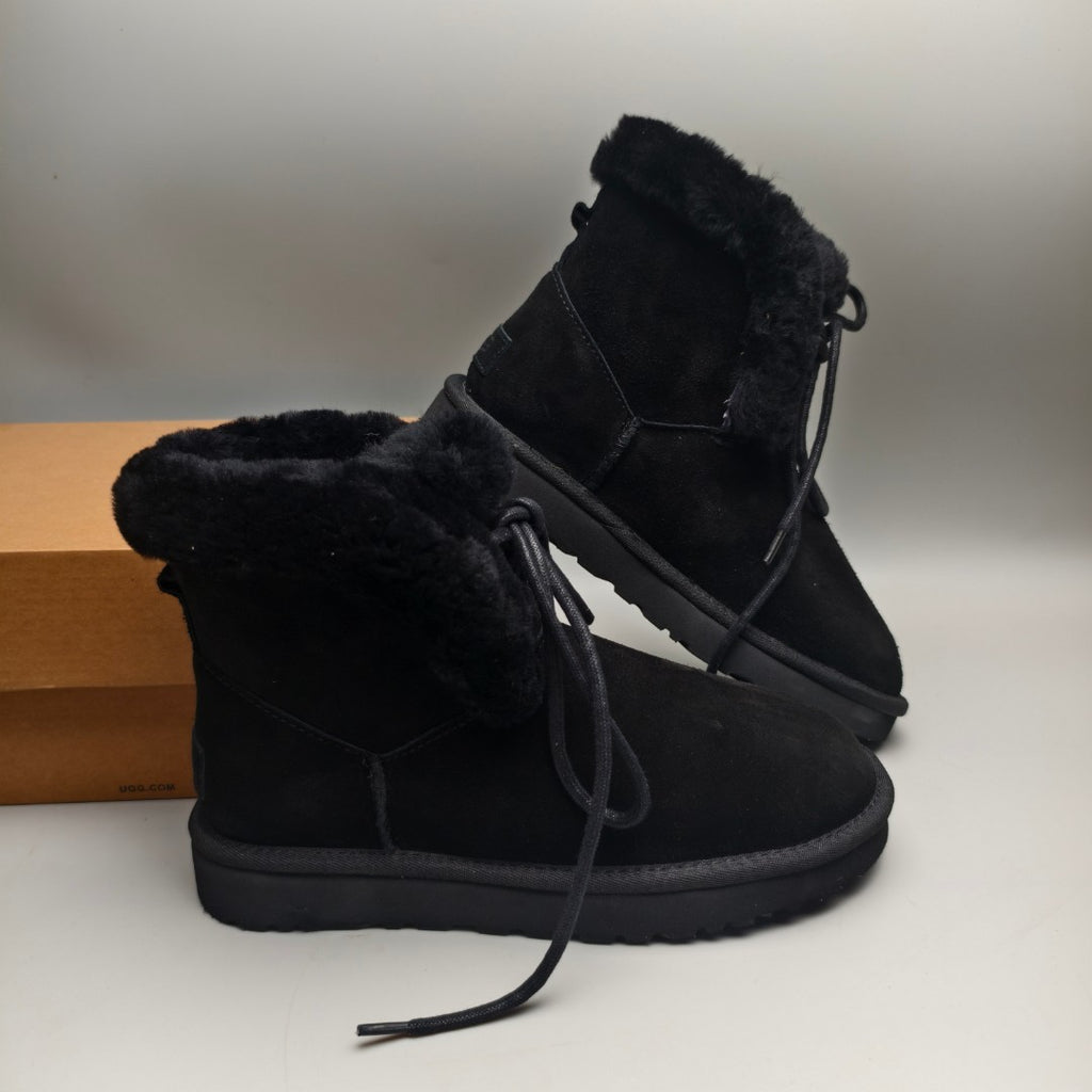 Black Mid-Top Lace-Up Casual Sneakers — New Arrival | In Stock