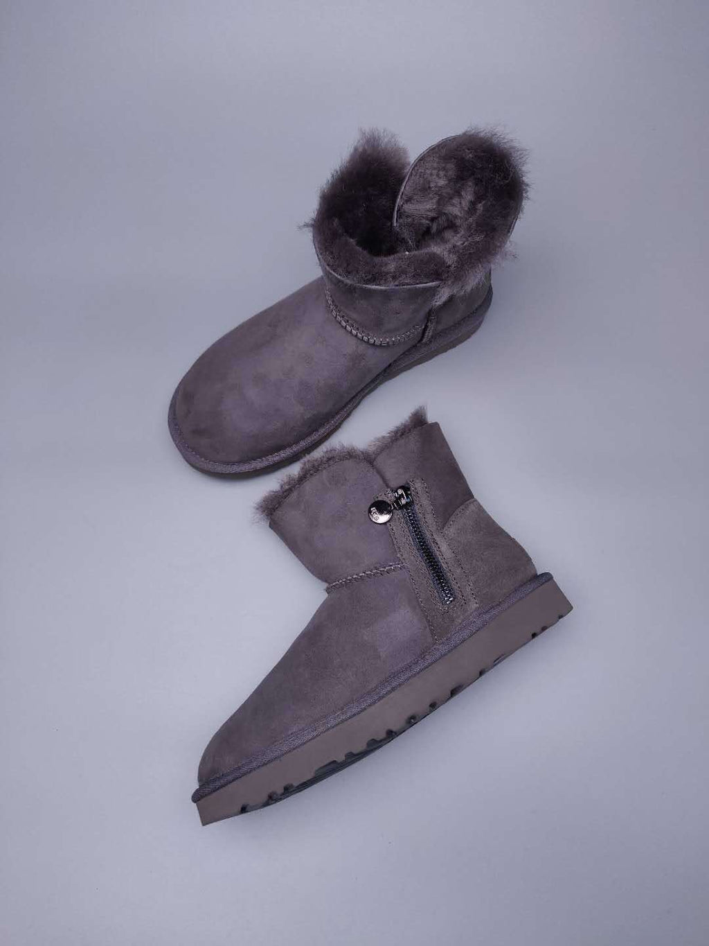Grey Side Zip Ankle Boots — New Arrival | In Stock
