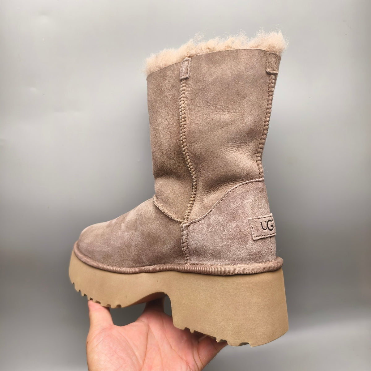 Walnut Wedge Chunky Sole Mid-Calf Fashion Boots — New Arrival | In Stock