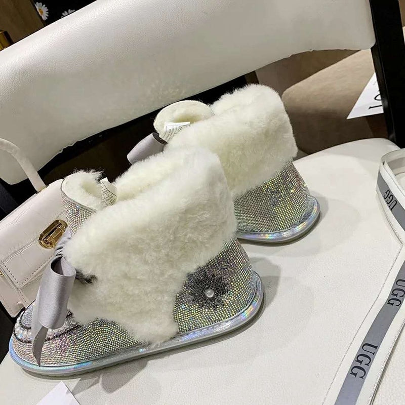 Daisy Crystal Ribbon Snow Boot — Iridescent | New Arrival | In Stock