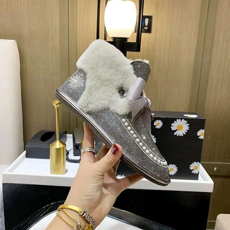 Daisy Crystal Ribbon Snow Boot — Mineral Grey | New Arrival | In Stock