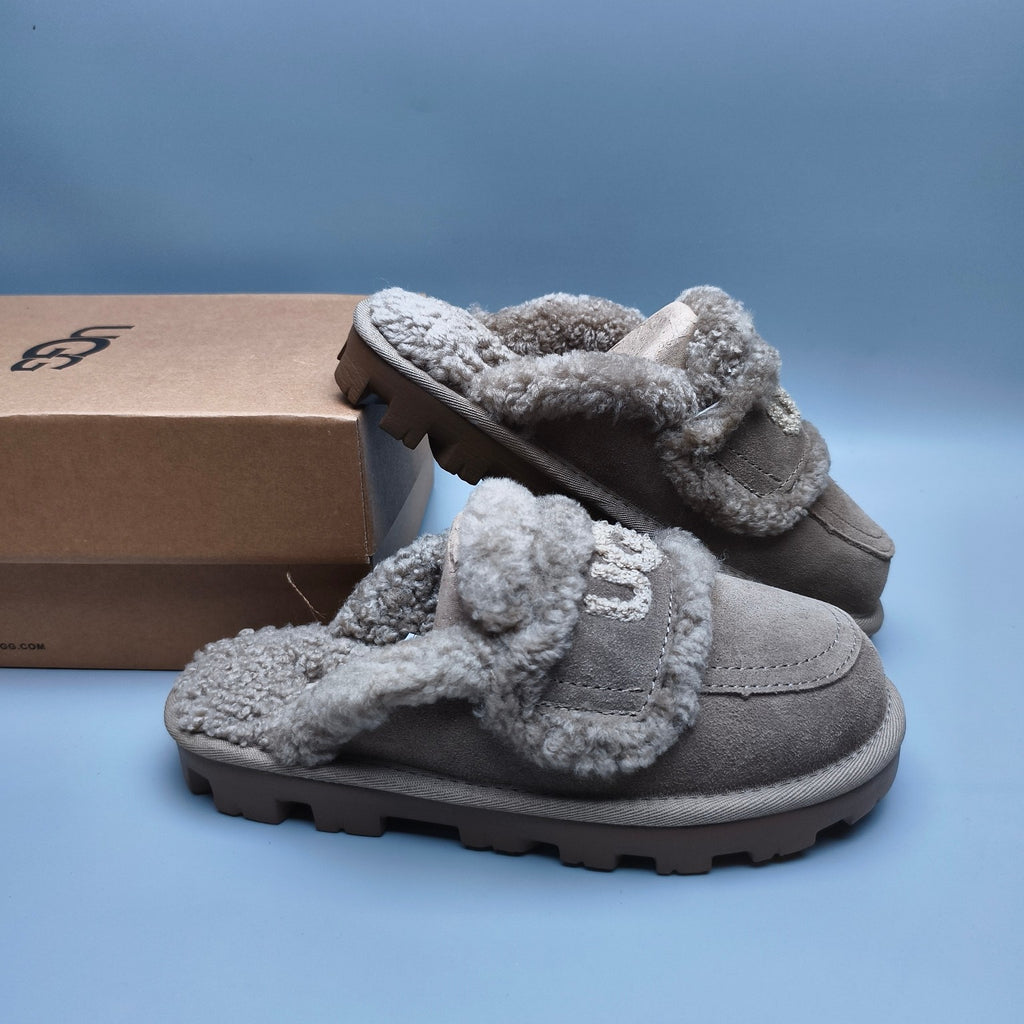 Antelope Brown Fluffy Big Logo Casual Slippers
