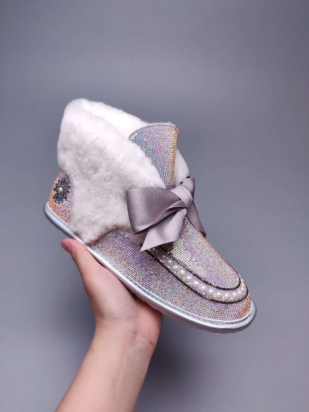 Daisy Crystal Ribbon Snow Boot — Iridescent | New Arrival | In Stock