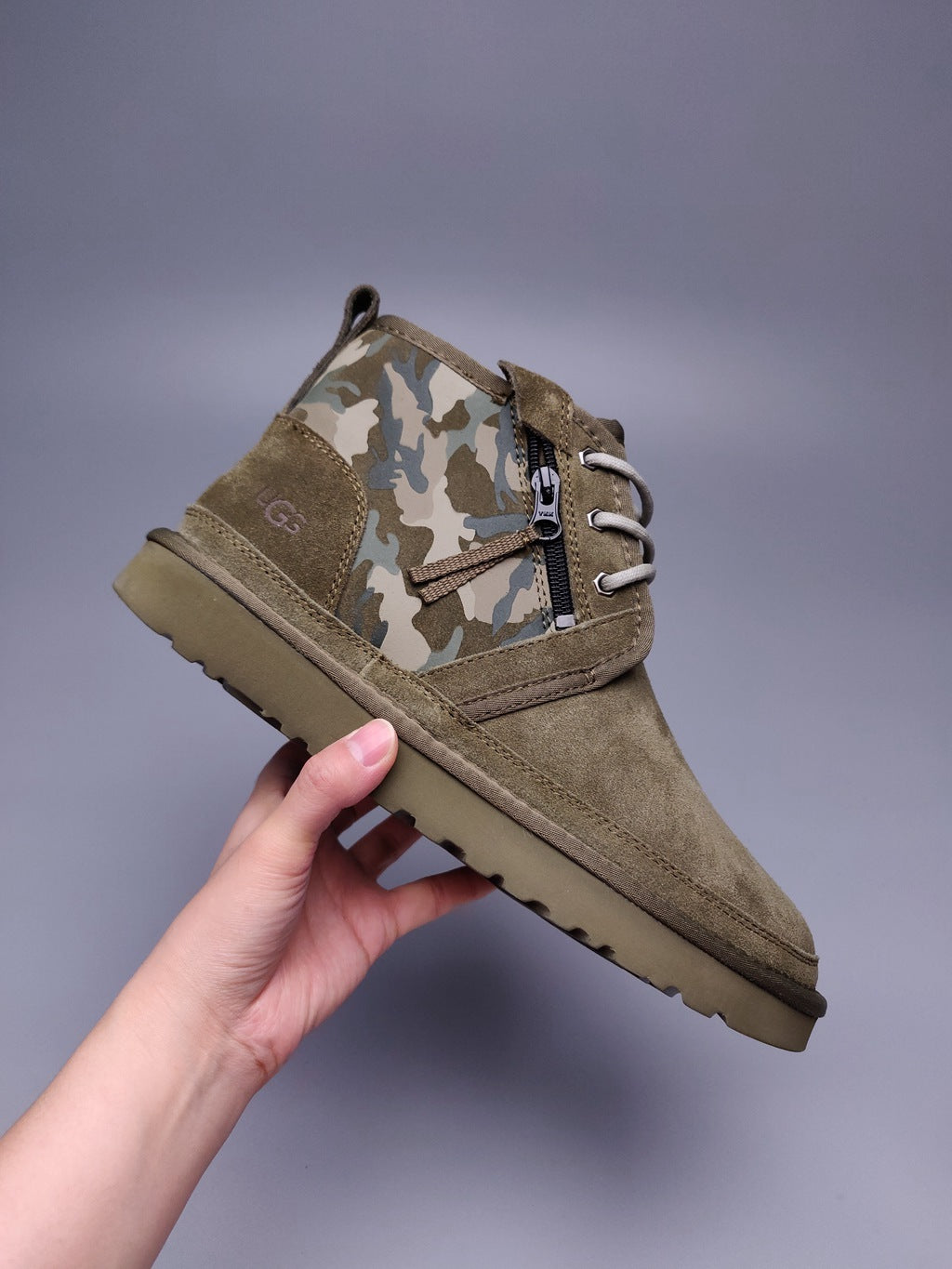 Army Green Camo Color-Block Men’s Sneakers — New Arrival | In Stock