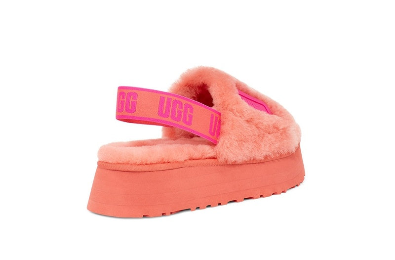 Coral Red Disco Fluffy Sandals — New Arrival | In Stock
