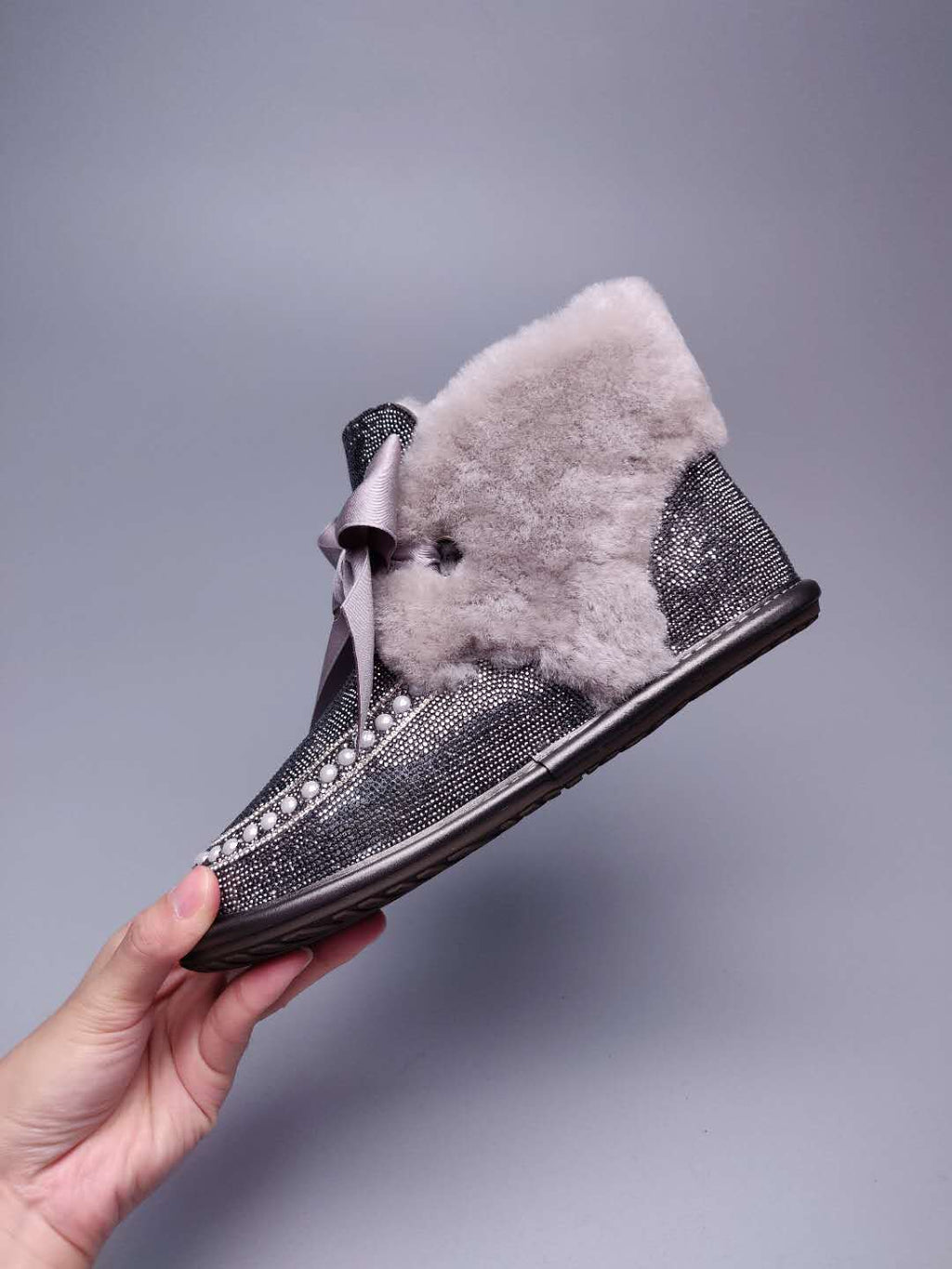 Daisy Crystal Ribbon Snow Boot — Mineral Grey | New Arrival | In Stock
