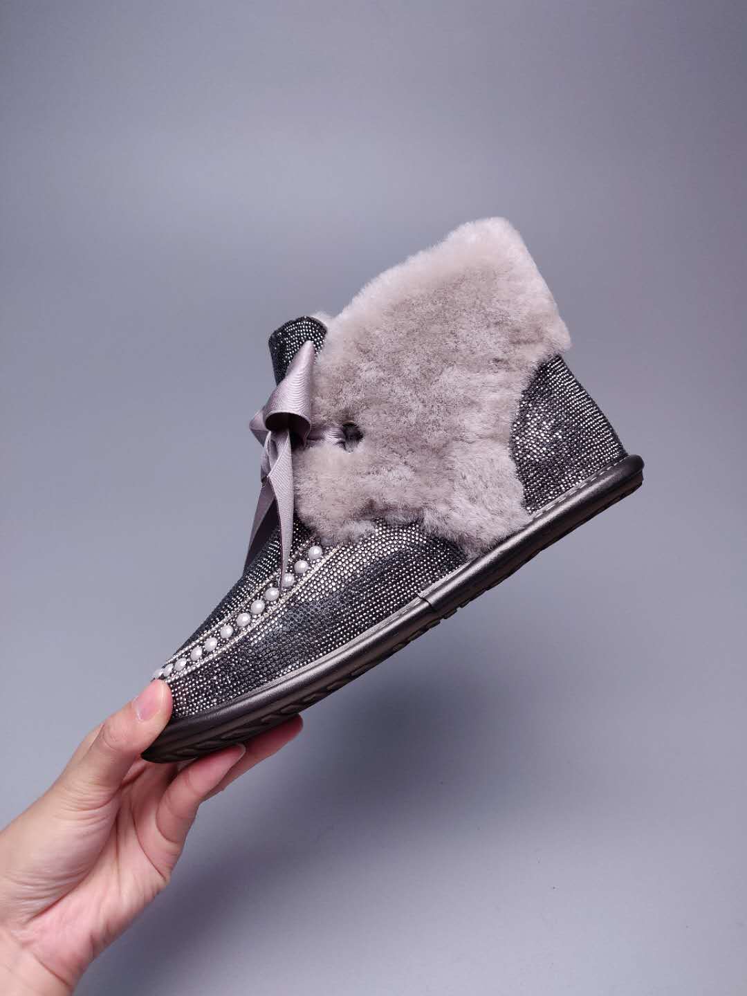 Daisy Crystal Ribbon Snow Boot — Mineral Grey | New Arrival | In Stock