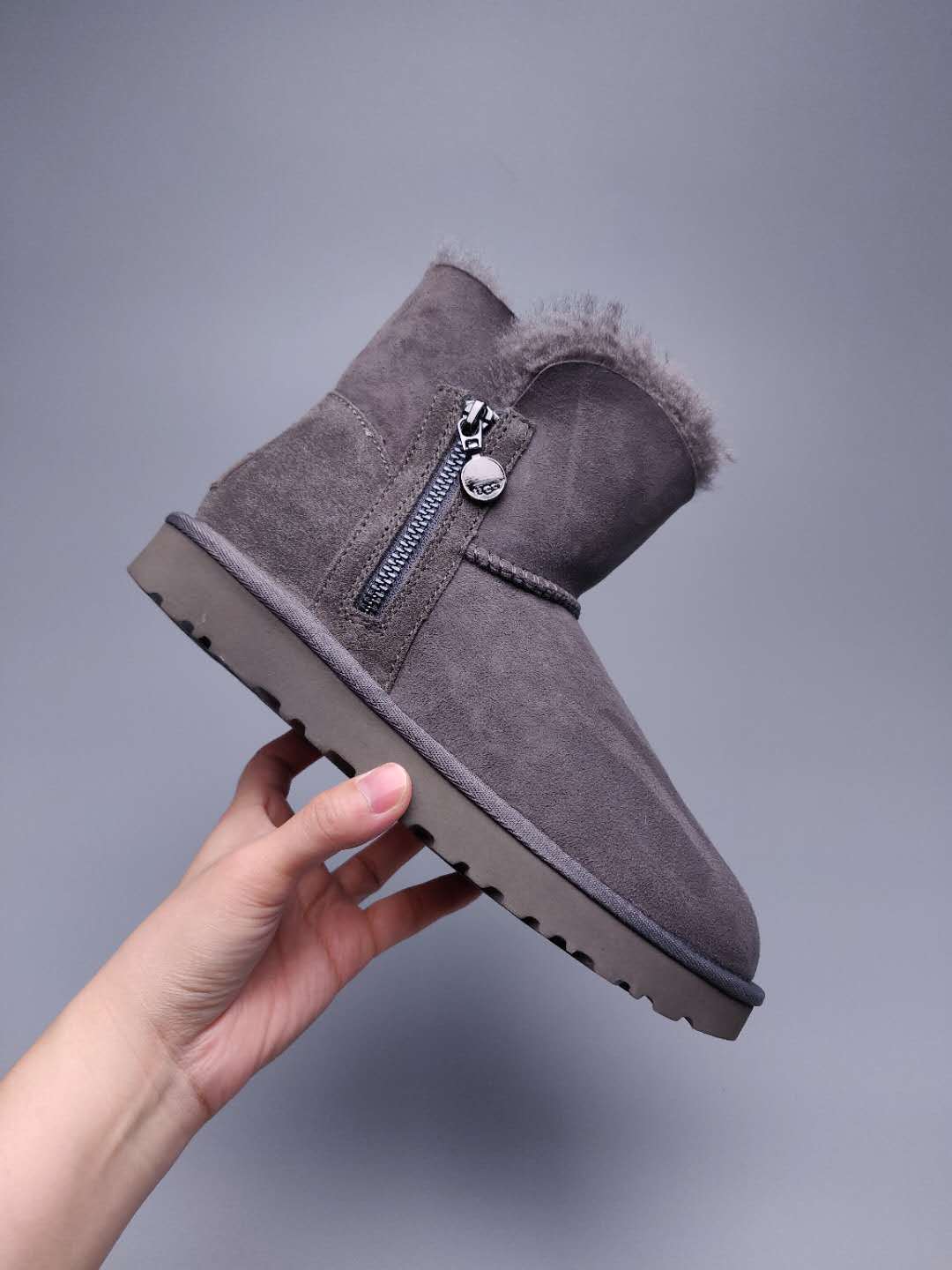 Grey Side Zip Ankle Boots — New Arrival | In Stock