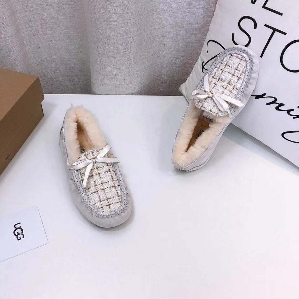 Pearl White Chanel-Style Driving Loafers — Sophisticated & Chic | New Arrival | In Stock