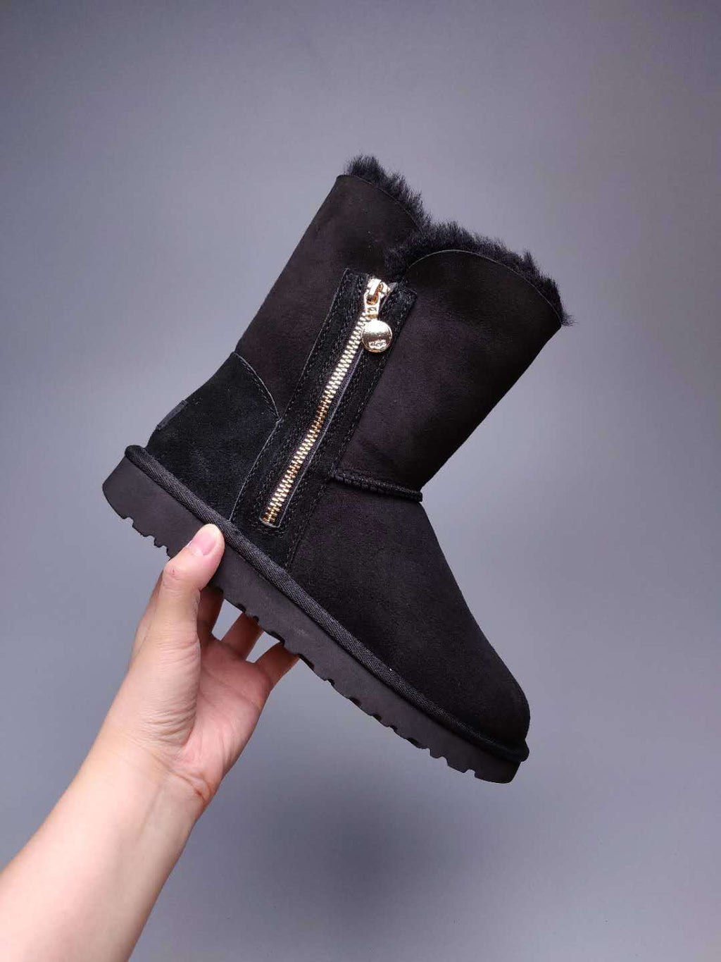 Black Side Zip Mid-Calf Boots — New Arrival | In Stock
