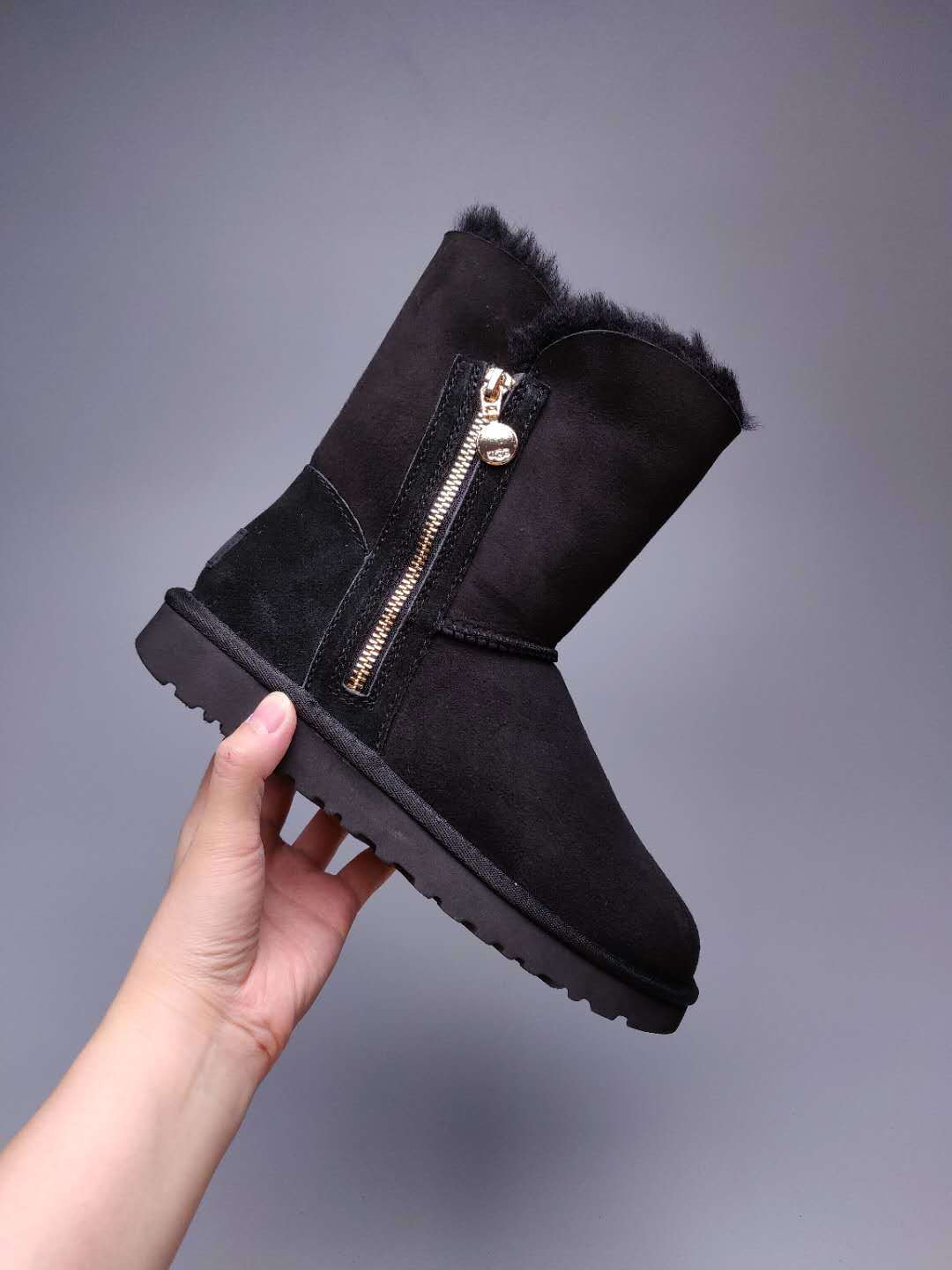 Black Side Zip Mid-Calf Boots — New Arrival | In Stock