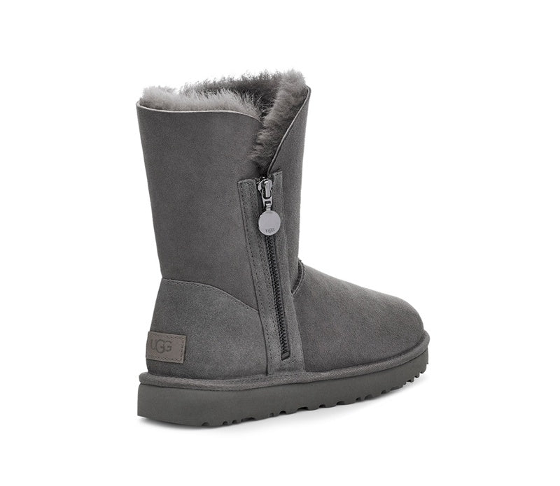 Grey Side Zip Mid-Calf Boots — New Arrival | In Stock