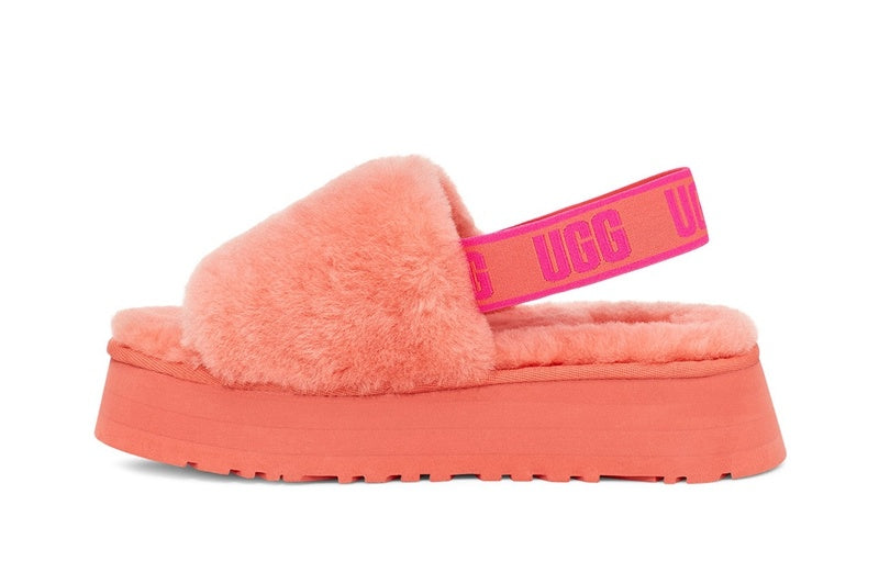 Coral Red Disco Fluffy Sandals — New Arrival | In Stock