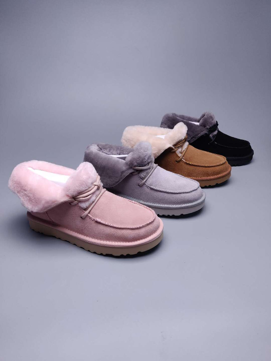 Black Fluffy Cuff Lace-Up Ankle Boots — New Arrival | In Stock