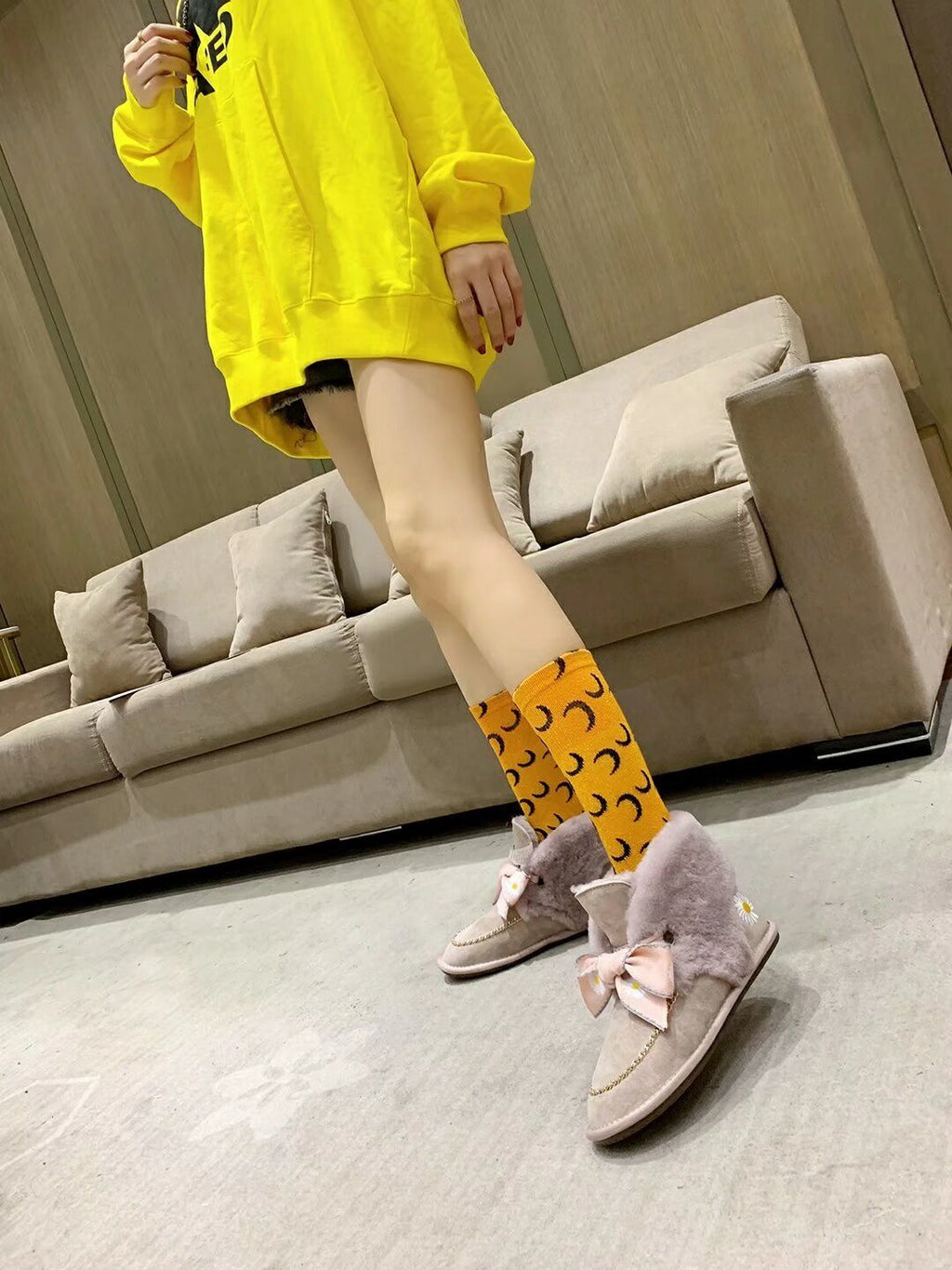 Daisy Chain Ribbon Snow Boot — Dusty Pink | New Arrival | In Stock