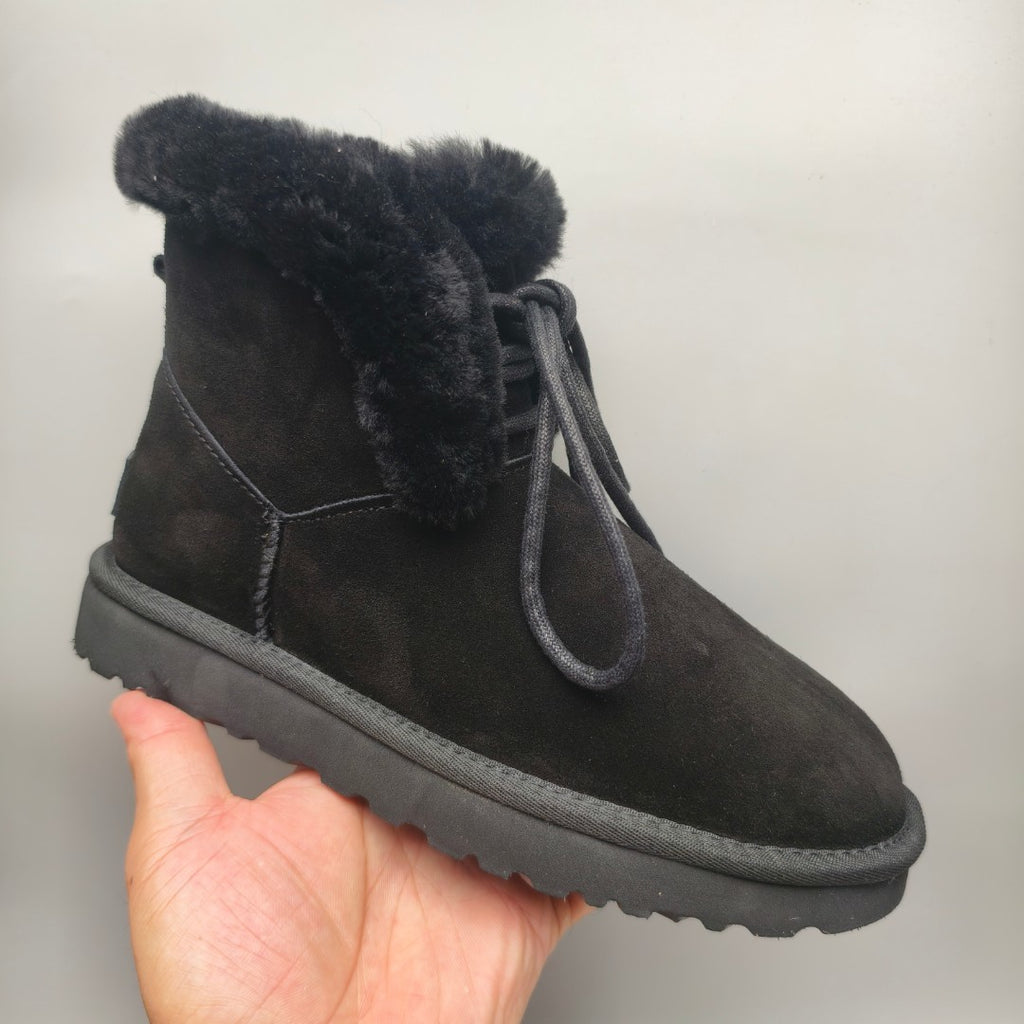 Black Mid-Top Lace-Up Casual Sneakers — New Arrival | In Stock