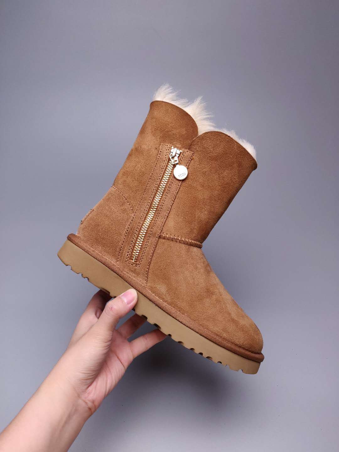 Chestnut Side Zip Mid-Calf Boots — New Arrival | In Stock