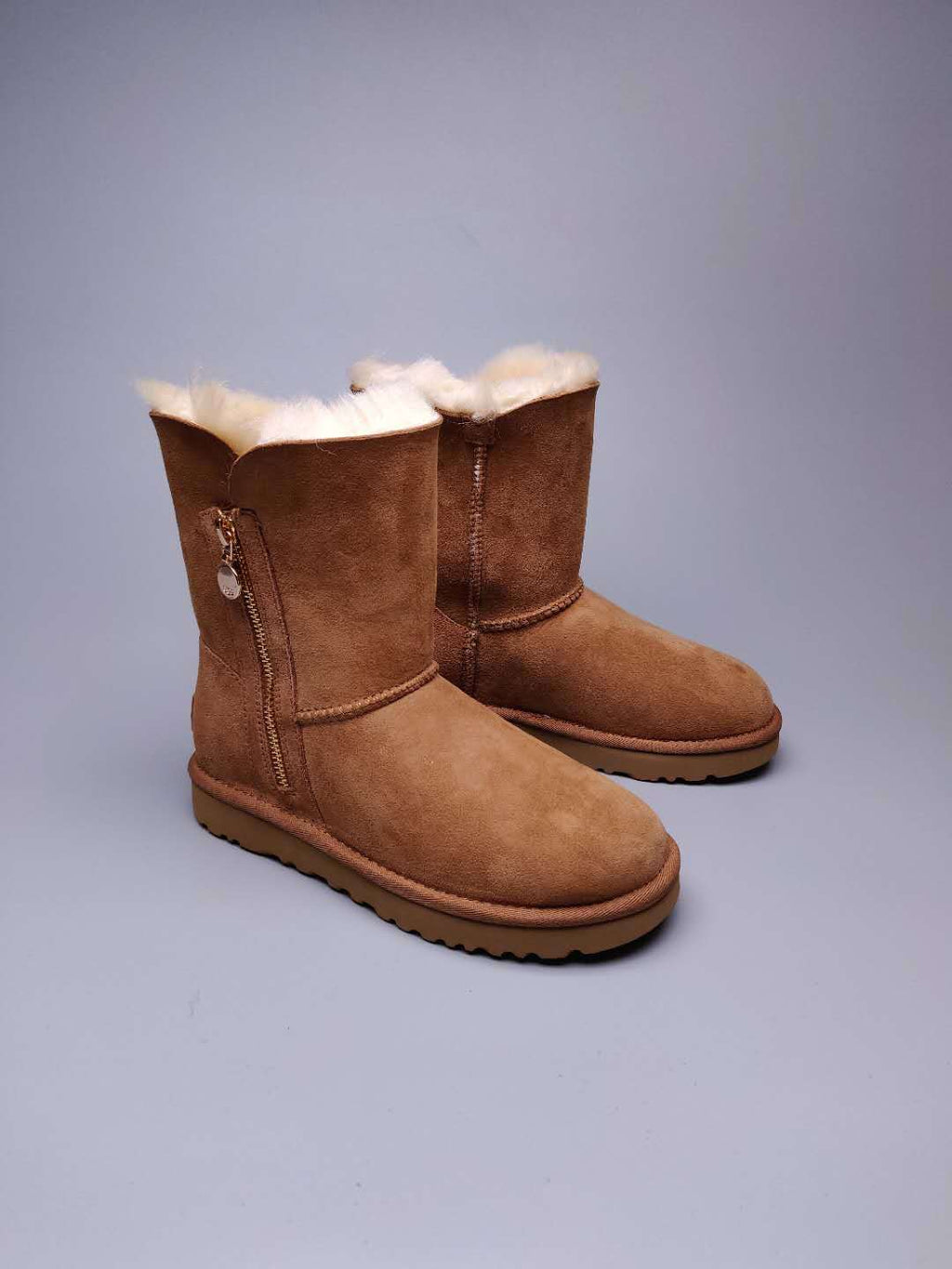 Chestnut Side Zip Mid-Calf Boots — New Arrival | In Stock