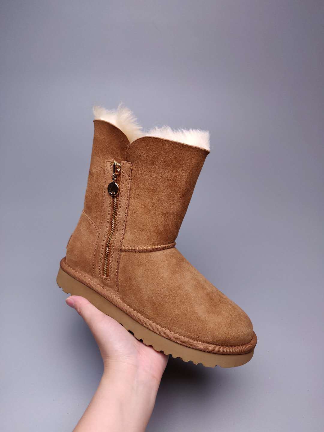 Chestnut Side Zip Mid-Calf Boots — New Arrival | In Stock