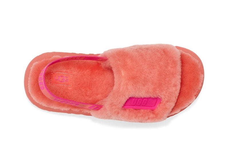 Coral Red Disco Fluffy Sandals — New Arrival | In Stock