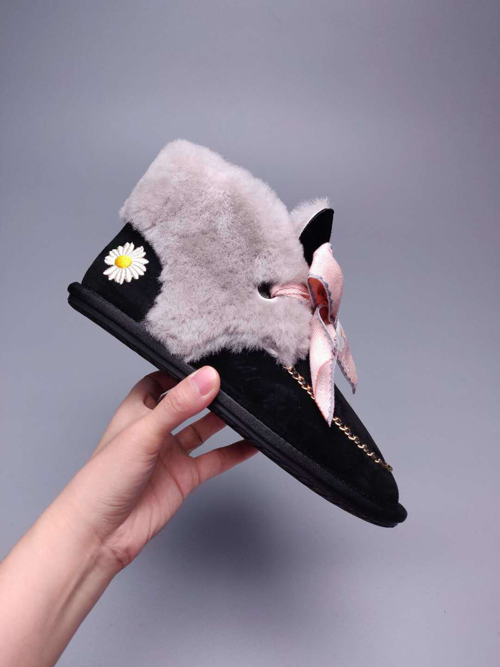 Daisy Chain Ribbon Snow Boot — Black | New Arrival | In Stock