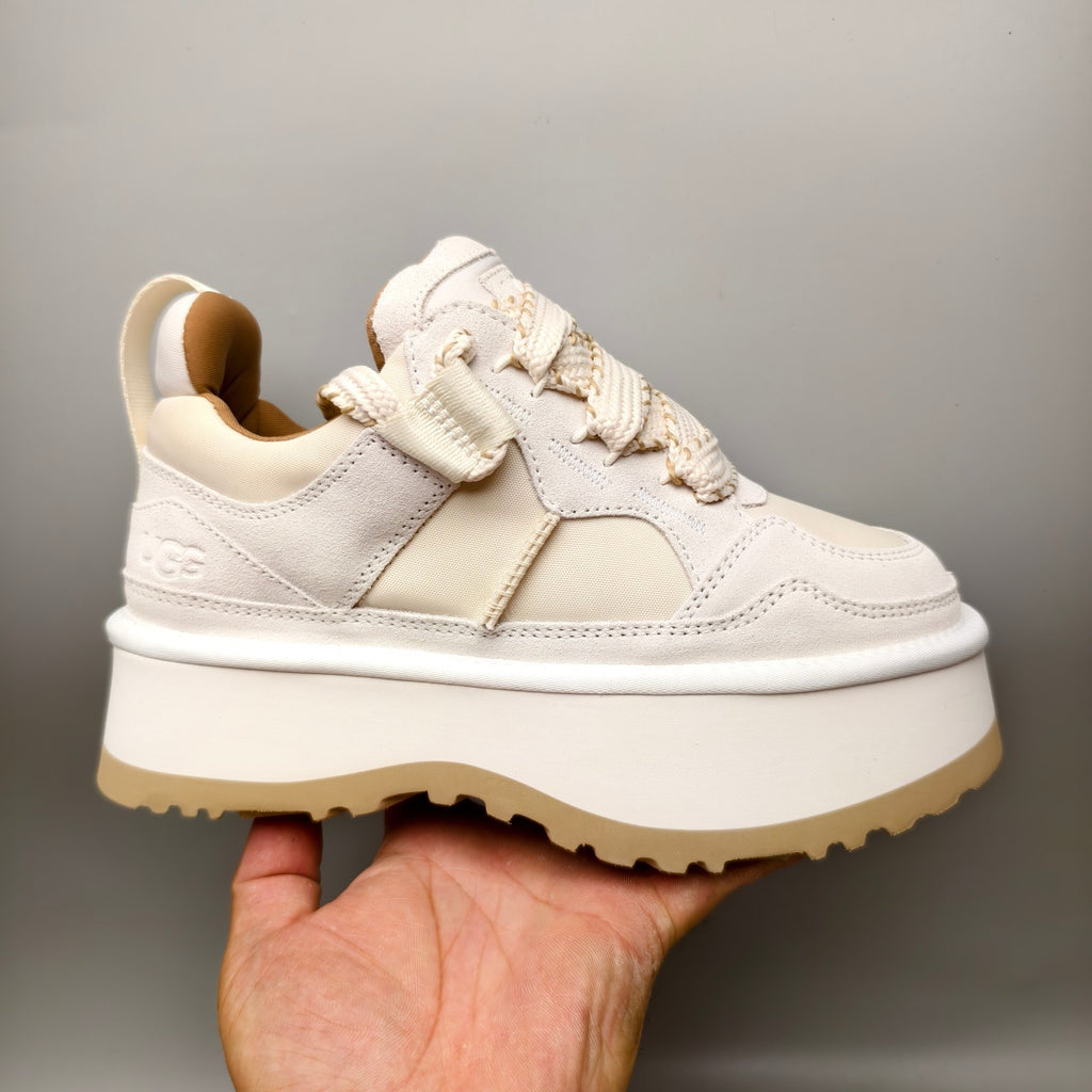 White Chunky Dad Sneakers — Lace-Up Casual | New Arrival | In Stock