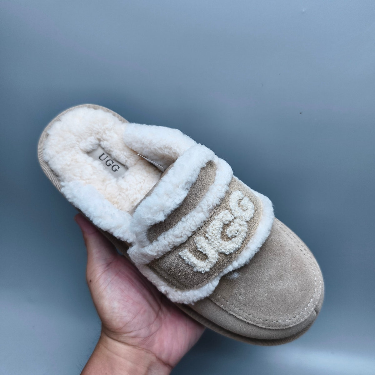 Sand Fluffy Big Logo Casual Slippers