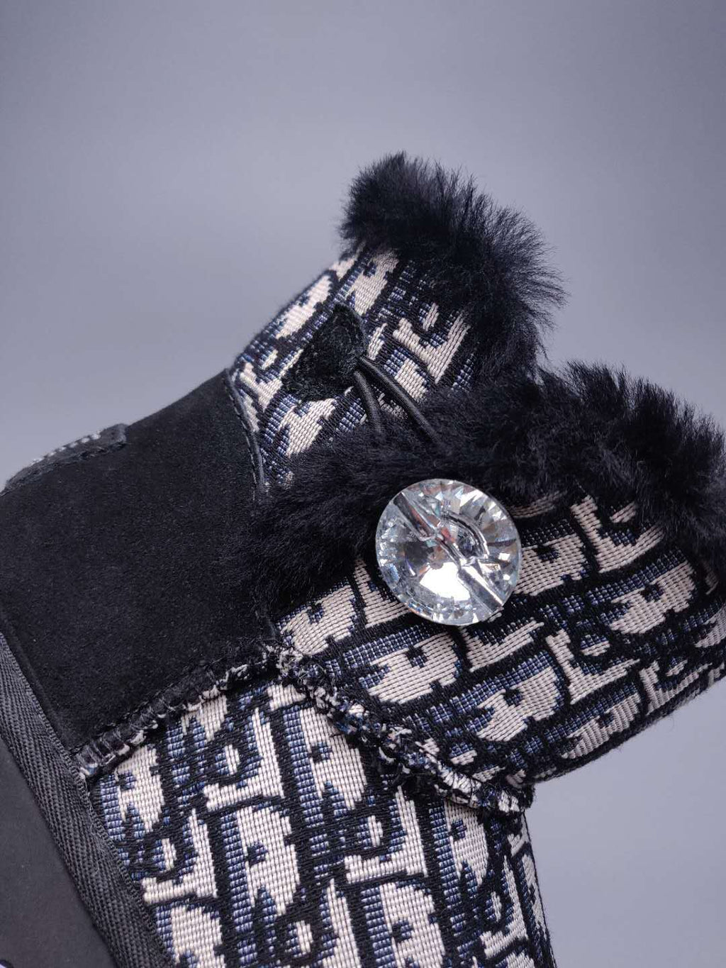 Dior-Inspired Textured Snow Boot — Black | New Arrival | In Stock