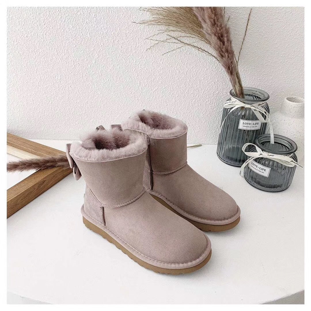 Dusty Pink Elegant Bow Detail Ankle Boots — New Arrival | In Stock