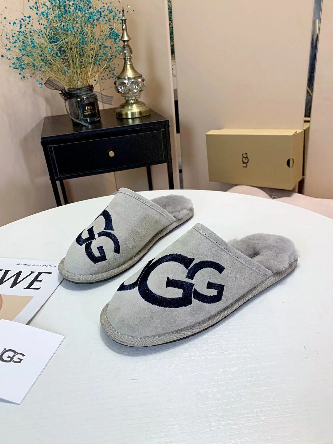Grey G-Logo Indoor Slippers — New Arrival | In Stock