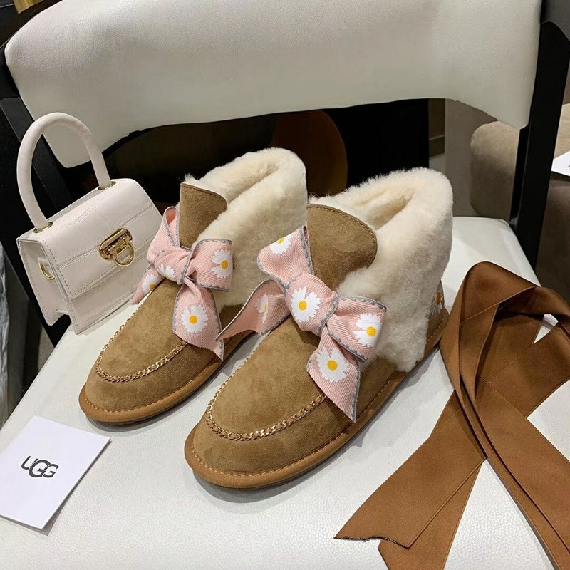 Daisy Chain Ribbon Snow Boot — Chestnut | New Arrival | In Stock