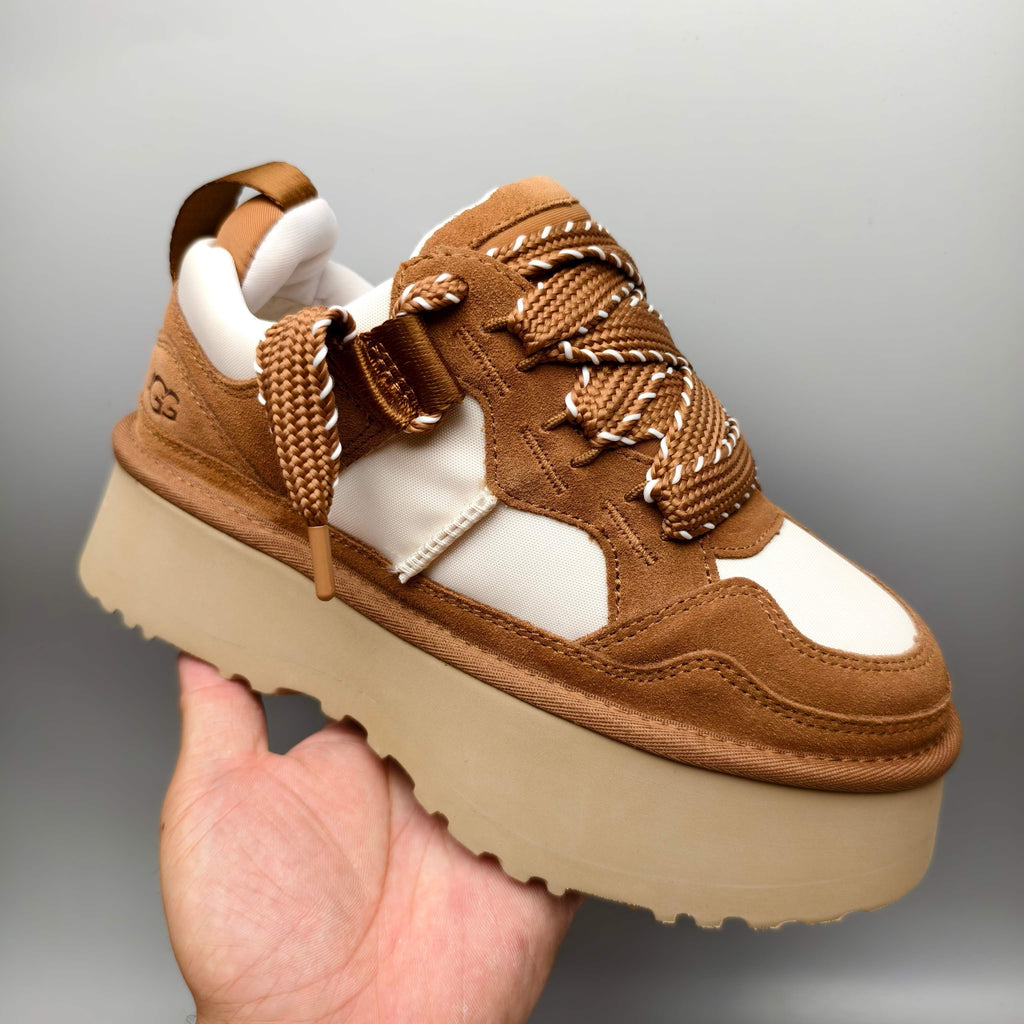 Chestnut Chunky Sole Dad Sneakers — Lace-Up | New Arrival | In Stock